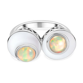 Natürlicher Äthiopischer Opal Ring 925 Silber platiniert  ca. 1,02 ct
