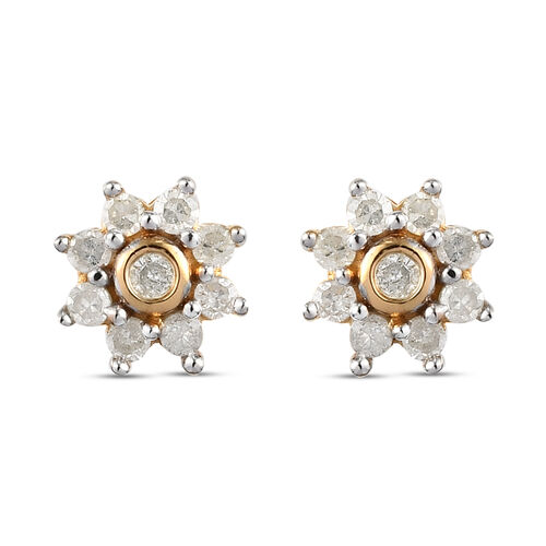 Diamant florale Halo-Ohrstecker in Silber image number 0
