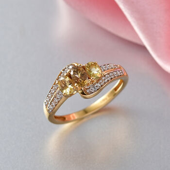 D'Joy AA nat&uuml;rlicher, goldener Tansanit und Zirkon Ring - 0,86 ct.