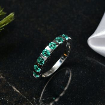 LUXURIANT AAA Labor kolumbianischer Smaragd Ring, 925 Silber rhodiniert - 0,83 ct.