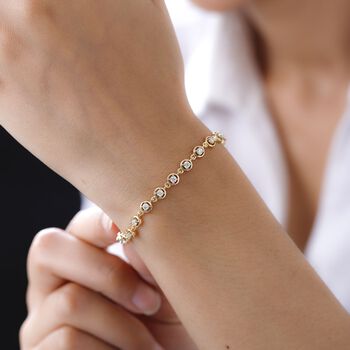 Moissanit 19cm Armband, 925 Silber Gelbgold Vermeil
