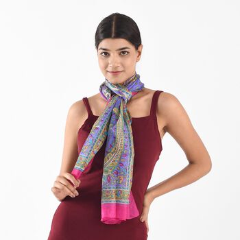 100% Seidenschal, bedruckt mit Paisleymuster, 50x160cm, Rosa