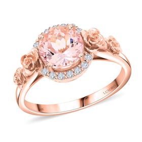 LUXORO zertifiziert und geprüft AAA Rosa Morganit und Diamant Ring in 585 Roségold - 1,90 ct.