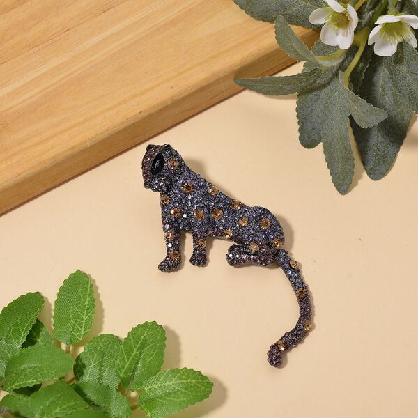 Mehrfarbiger Kristall Brosche  Schwarz image number 1