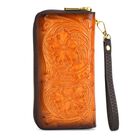 "Life style Color:Embossed Brown flower /Profile:Long wallet with wraist wall(exterior):PU Lining(interior): polyester; Pockets(exterior):Zipped-1; Pockets(interior):Zipped-1;Card slot-8 Measurement:7.48*0.98*3.94 "