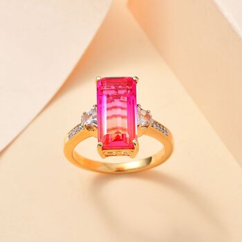Sunset Quarz Triplett und Zirkon Ring - 4,82 ct.