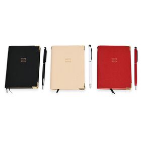 3tlg. Notiz- und Tagebuch Geschenkset mit Kugelschreiber, Schwarz, Elfenbeinfarben, Rot