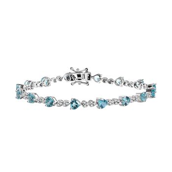 GP AA Blauer Apatit, Kanchanaburi Blauer Saphir Armband ca. 20 cm 925 Silber rhodiniert ca. 9.83 ct