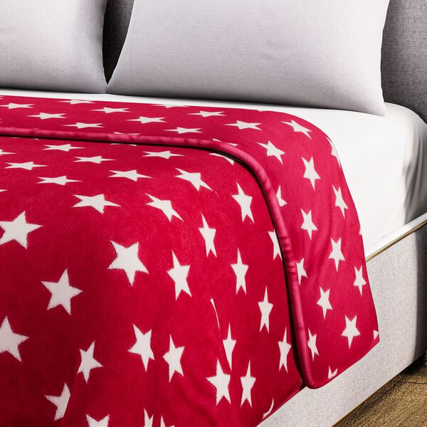 Bedruckte Flanell-Decke, gestrickt, rot image number 2