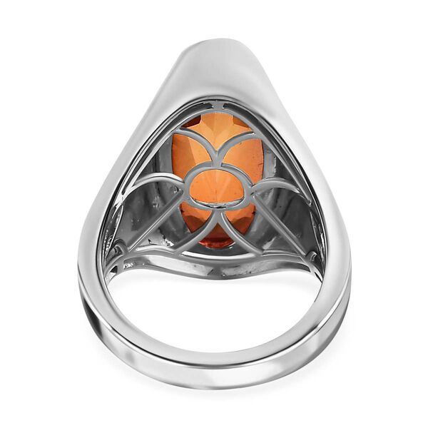 Padparadscha Triplette Quarz Ring, 925 Silber platiniert (Größe 17.00) ca. 7.43 ct image number 6