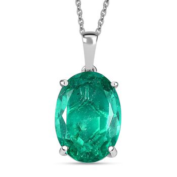 Smaragd-Quarz-Triplette, Anh&auml;nger mit Kette, 925 Silber rhodiniert ca. 12.00 ct