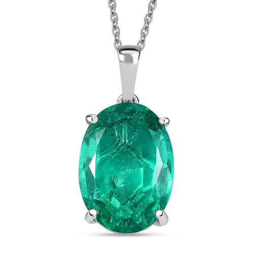 Smaragd-Quarz-Triplette, Anhänger mit Kette, 925 Silber rhodiniert ca. 12.00 ct image number 0