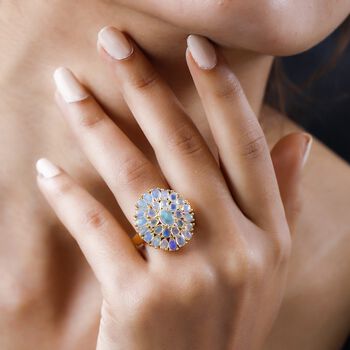 Nat&uuml;rlicher, &auml;thiopischer Welo Opal und Zirkon-Ring - 3,83 ct.
