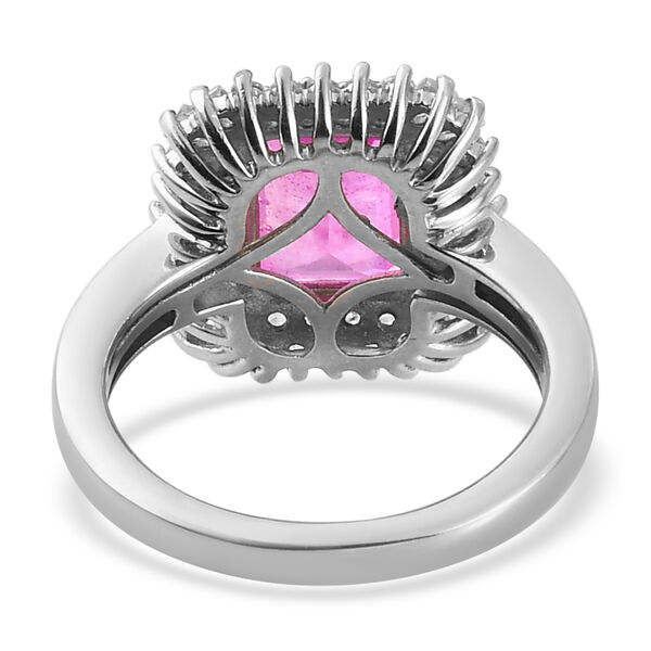 Ilakaka Rosa Saphir und Zirkon Halo-Ring, 925 Silber platiniert, 3,91 ct. image number 6