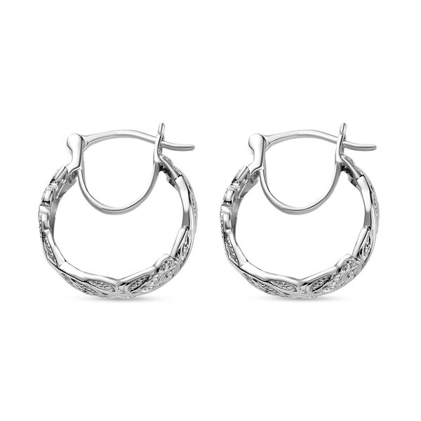 ALLORO platinierte Silber-Creolen mit Diamantakzenten image number 4