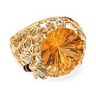 GP Trionfo Kollektion, Hanabi Schliff Citrin, Kanchanaburi Blauer Saphir Ring, 925 Silber Gelbgold Vermeil, (Größe 19.00) ca. 7.02 ct