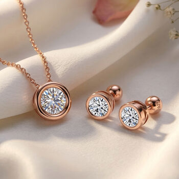 LUXURIANT SGL zertifizierte VS-EF Labor Diamant Ohrringe und Anh&auml;nger mit 50cm Kette