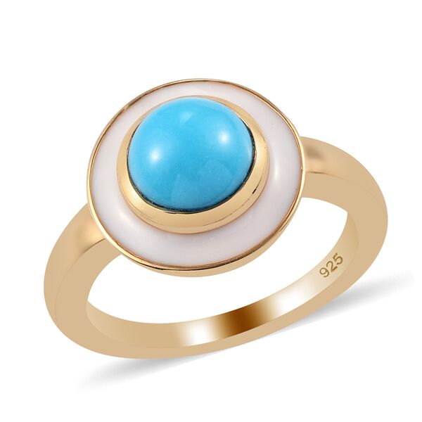 Nat&uuml;rlicher Sleeping Beauty T&uuml;rkis Halo Ring 925 Silber Gelbgold Vermeil image number 4