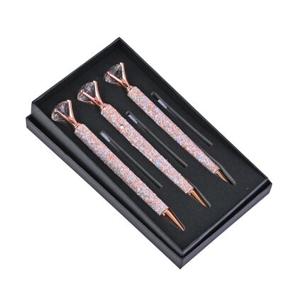 " Set of 3 crystal pen   shining pen -Champine with replacement ink "