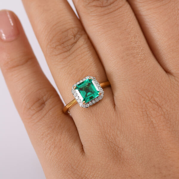 LUXURIANT Labor kolumbianischer Smaragd und SI Labor Diamant Ring - 1,70 ct. image number 3