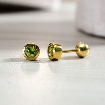 Peridot Ohrringe, 925 Silber 750 Gelbgold Vermeil - 0,61 ct.
