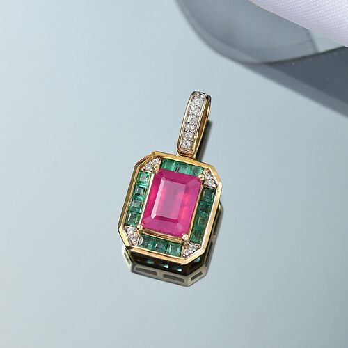 AA Afrikanischer Rubin , Smaragd und Zirkon Anhänger - 3 ct. image number 1