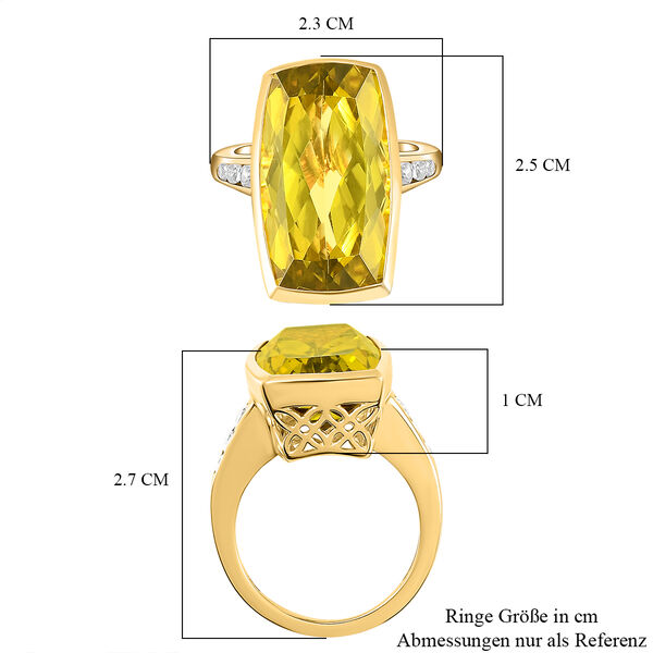 Ouro Verde-Quarz und weißer Zirkon-Ring, 925 Silber vergoldet  ca. 16,38 ct image number 7