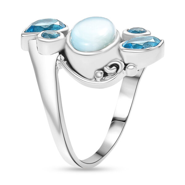Sajen Silber - AAA Larimar, Schweizer Blauer Quartz Dublett Ring 925 Silber rhodiniert (Größe 20.00) ca. 6.10 ct image number 4