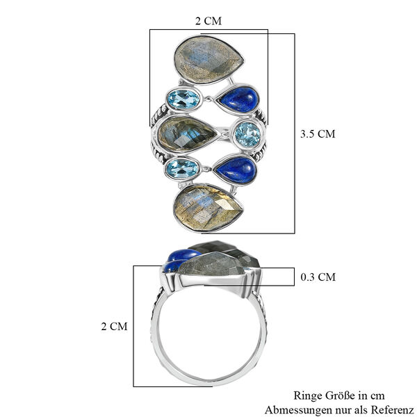 Sajen Silber - Labradorit, Blauer Quarz, Lapislazuli Ring 925 Silber rhodiniert (Gr&ouml;&szlig;e 17.00) ca. 8.59 ct image number 6