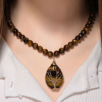 Tigerauge Halskette, ca. 45 cm + 5 cm extender, vergoldet ca. 230.00 ct