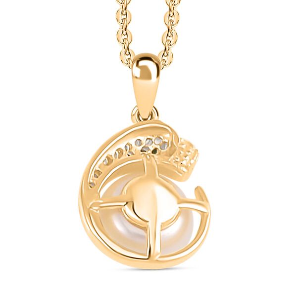 Weißes Süßwasserperlen, grünes und weißes Zirkonia-Schmuckset - 0,36 ct. image number 5