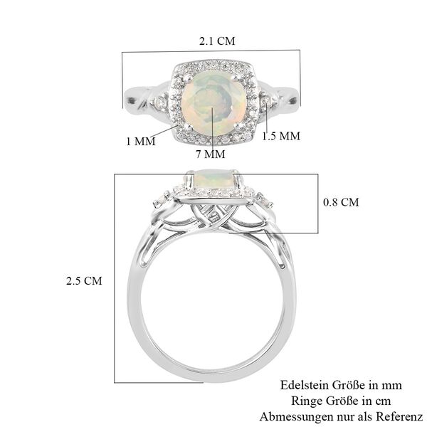 Nat&uuml;rlicher &Auml;thiopischer Opal und Zirkon Halo Ring 925 Silber Platin-&Uuml;berzug image number 7