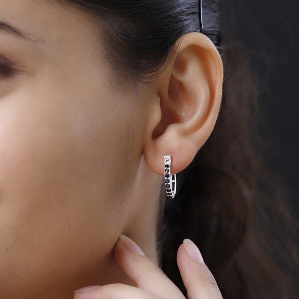 Schwarze Zirkonia-Creolen - 0,98 ct. image number 3