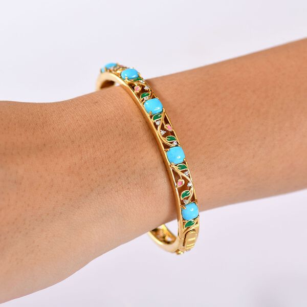 D’Joy AA Sleeping Beauty Türkis und Zirkon Armreif, 19 cm - 4,88 ct. image number 3