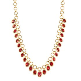 D'joy Lab Grown Padparadscha-Saphir Halskette ca. 45 cm 925 Silber 750 Gelbgold Vermeil ca. 20.52 ct