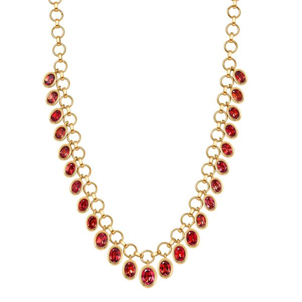 D'joy Lab Grown Padparadscha-Saphir Halskette ca. 45 cm 925 Silber 750 Gelbgold Vermeil ca. 20.52 ct