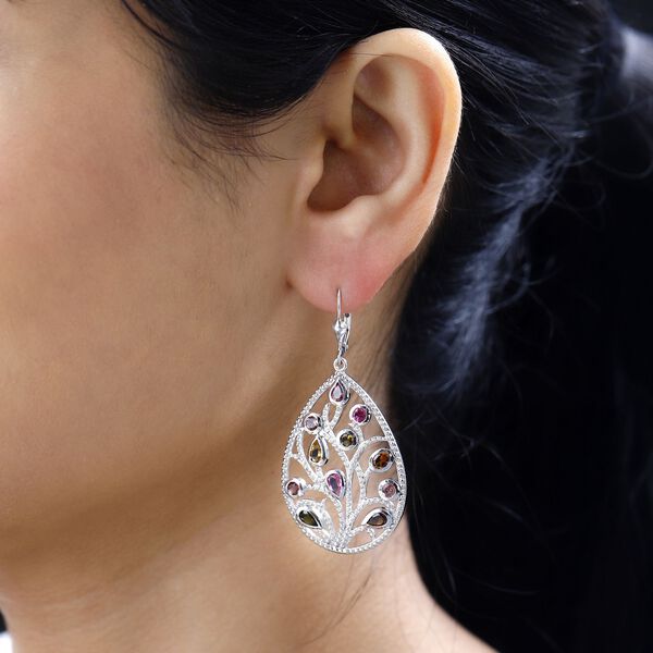 AA Mehrfarbig-Turmalin Ohrringe 925 Silber platiniert ca. 3,49 ct. image number 3