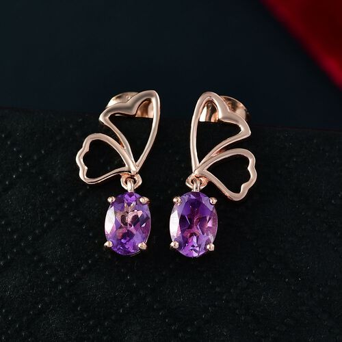 D'Joy AAA Rose De France Amethyst Ohrringe 925 Silber 750 rosévergoldet ca. 1,36 ct. image number 1