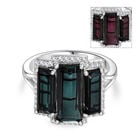 Farbwechsel Alexandrit-Quarz-Triplette Ring, 925 Silber rhodiniert (Größe 18.00) ca. 5.10 ct