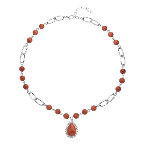 Goldfluss Collier, ca. 45 cm, silberfarben ca. 76,00 ct