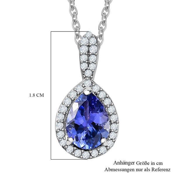 AA Tansanit, Wei&szlig;er Zirkon Anh&auml;nger mit Kette, 925 Silber platiniert ca. 1.42 ct image number 7