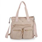 Crossbody-Schultertasche mit Mehrfachfächern, 31x30x14cm, Beige