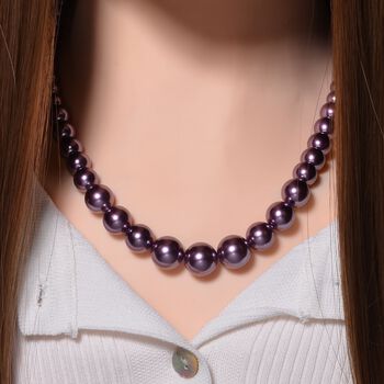 Lila Muschelkernperle Halskette ca. 50 cm Reiner Edelstahl