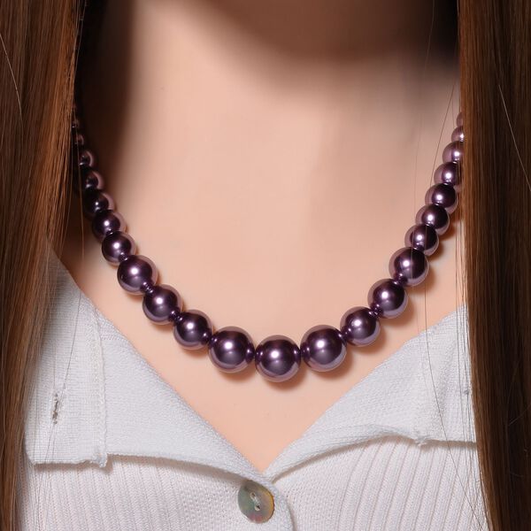 Lila Muschelkernperle Halskette ca. 50 cm Reiner Edelstahl image number 2