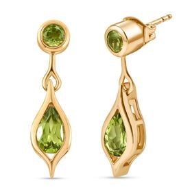 Natürliche Peridot-Ohrhänger in Silber