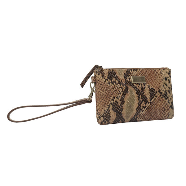 ASSOTS LONDON 'Karen' Bourbon Echtleder-Handgelenkstasche, Schlangenmuster image number 5