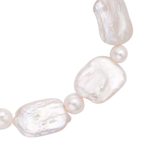 Wei&szlig;es Keshi Perle und wei&szlig;es S&uuml;&szlig;wasser Perlen-Armband, 20 cm - 103,5 ct. image number 4