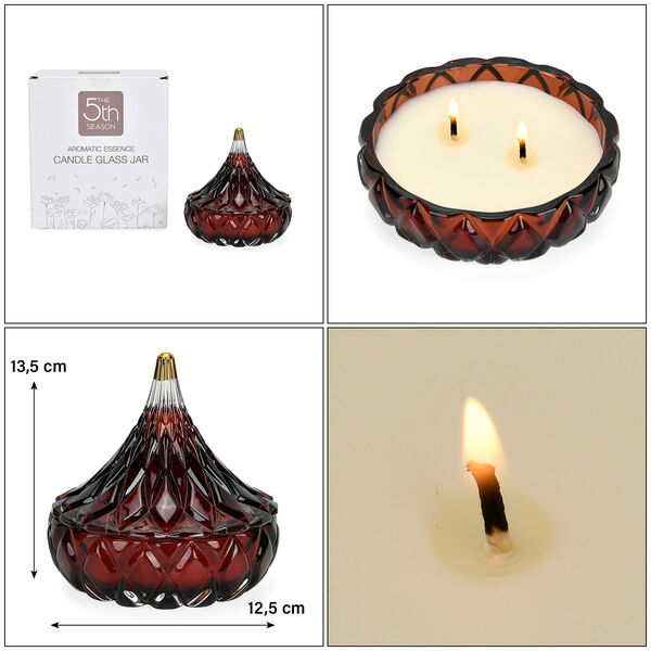 The 5th Season: Premium Kollektion Duftkerze im orientalischem Glas, 20h Brenndauer, Dunkelrot image number 5