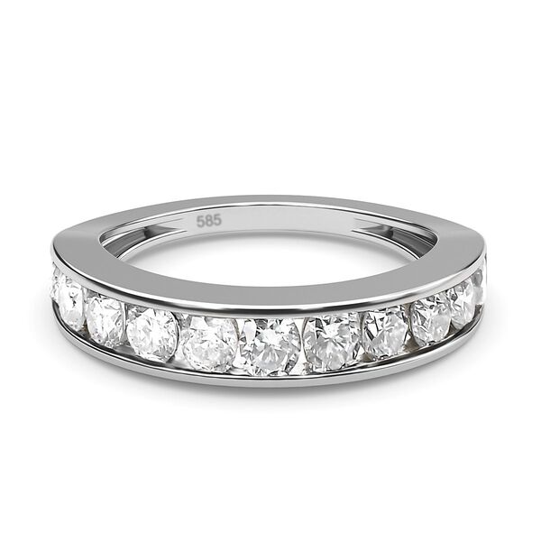 Diamant Half Eternity-Ring, I2-GH SGL zertifiziert, 585 Wei&szlig;gold (Gr&ouml;&szlig;e 17.00) ca. 1,00 ct