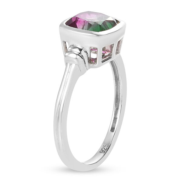 Wassermelonen-Quarz-Triplett Solit&auml;r Ring 925 Silber platiniert image number 5